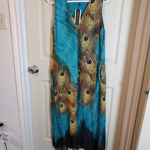 Peacock Summer Chiffon Dress